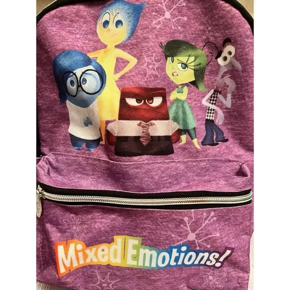 Adorable Disney Inside Out Mixed Emotions Pink -‎ Purple Backpack - Picture 6 of 7